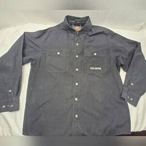 VTG Harley-Davidson Embroidery Button Up Long Sleeve Shirt Size Large Black